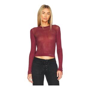 free people XL women Red Sheer Mesh Sweater Blouse Top